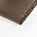 HERMES Beansufla Wallet Leather Beige Gold Auth 139050M-11