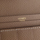 HERMES Beansufla Wallet Leather Beige Gold Auth 139050M-17