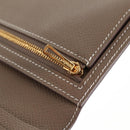 HERMES Beansufla Wallet Leather Beige Gold Auth 139050M-18