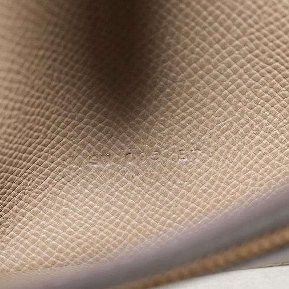 HERMES Beansufla Wallet Leather Beige Gold Auth 139050M