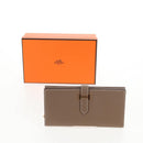 HERMES Beansufla Wallet Leather Beige Gold Auth 139050M-22