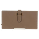 HERMES Beansufla Wallet Leather Beige Gold Auth 139050M-2