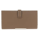HERMES Beansufla Wallet Leather Beige Gold Auth 139050M-3