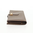 HERMES Beansufla Wallet Leather Beige Gold Auth 139050M-4