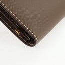 HERMES Beansufla Wallet Leather Beige Gold Auth 139050M-8