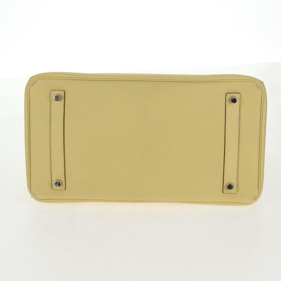 HERMES Birkin 35 Hand Bag Leather Yellow Silver Auth 139051M