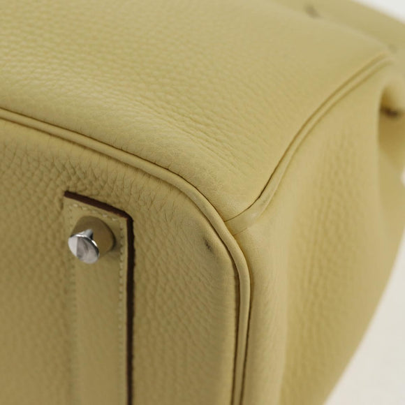 HERMES Birkin 35 Hand Bag Leather Yellow Silver Auth 139051M