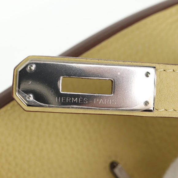 HERMES Birkin 35 Hand Bag Leather Yellow Silver Auth 139051M