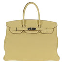 HERMES Birkin 35 Hand Bag Leather Yellow Silver Auth 139051M-14