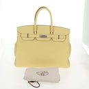 HERMES Birkin 35 Hand Bag Leather Yellow Silver Auth 139051M-13