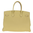 HERMES Birkin 35 Hand Bag Leather Yellow Silver Auth 139051M-4