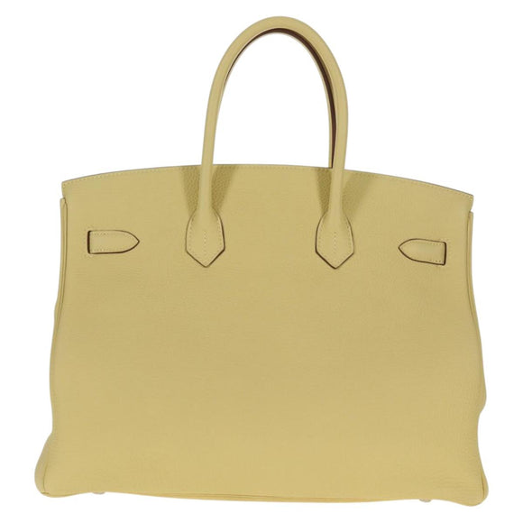 HERMES Birkin 35 Hand Bag Leather Yellow Silver Auth 139051M