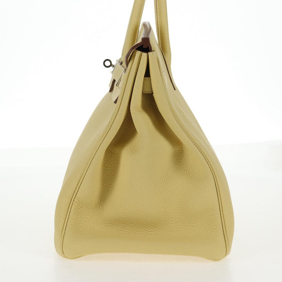 HERMES Birkin 35 Hand Bag Leather Yellow Silver Auth 139051M