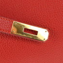HERMES Birkin 35 Hand Bag Leather Red Gold Auth 139052M-22