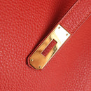 HERMES Birkin 35 Hand Bag Leather Red Gold Auth 139052M-23
