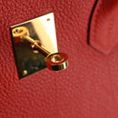 HERMES Birkin 35 Hand Bag Leather Red Gold Auth 139052M-26