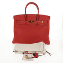 HERMES Birkin 35 Hand Bag Leather Red Gold Auth 139052M-13