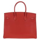 HERMES Birkin 35 Hand Bag Leather Red Gold Auth 139052M-3