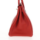 HERMES Birkin 35 Hand Bag Leather Red Gold Auth 139052M-4