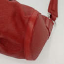 BVLGARI Shoulder Bag Leather Red Silver Auth 139061-11