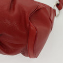 BVLGARI Shoulder Bag Leather Red Silver Auth 139061-13