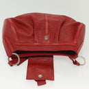 BVLGARI Shoulder Bag Leather Red Silver Auth 139061-16