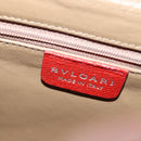 BVLGARI Shoulder Bag Leather Red Silver Auth 139061-17
