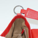 BVLGARI Shoulder Bag Leather Red Silver Auth 139061-19