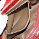 BVLGARI Shoulder Bag Leather Red Silver Auth 139061-21