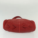 BVLGARI Shoulder Bag Leather Red Silver Auth 139061-9