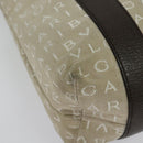 BVLGARI Logo Mania Tote Bag Canvas Beige Silver Auth 139062-9
