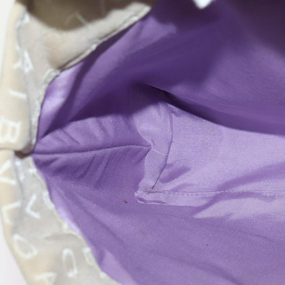 BVLGARI Logo Mania Tote Bag Canvas Beige Silver Auth 139062