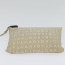 BVLGARI Logo Mania Tote Bag Canvas Beige Silver Auth 139062-20