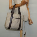 BVLGARI Logo Mania Tote Bag Canvas Beige Silver Auth 139062-25