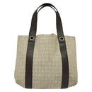 BVLGARI Logo Mania Tote Bag Canvas Beige Silver Auth 139062-2