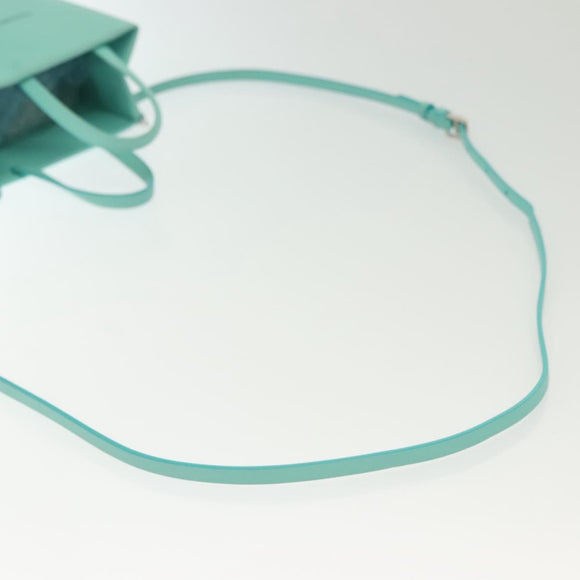 TIFFANY&Co. Mini Hand Bag Leather 2way Turquoise Blue Silver Auth 139063