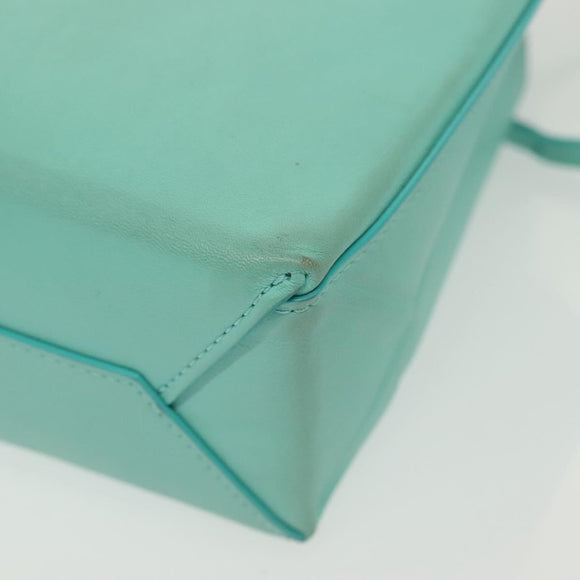 TIFFANY&Co. Mini Hand Bag Leather 2way Turquoise Blue Silver Auth 139063
