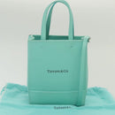 TIFFANY&Co. Mini Hand Bag Leather 2way Turquoise Blue Silver Auth 139063-23