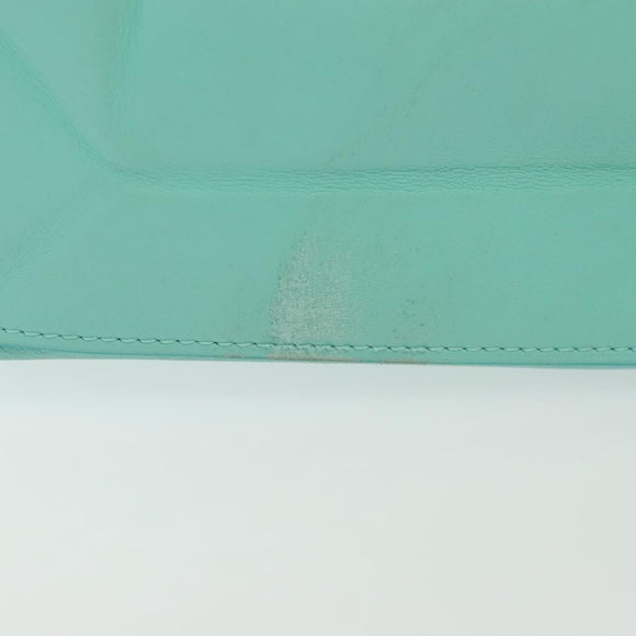 TIFFANY&Co. Mini Hand Bag Leather 2way Turquoise Blue Silver Auth 139063