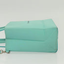 TIFFANY&Co. Mini Hand Bag Leather 2way Turquoise Blue Silver Auth 139063-6