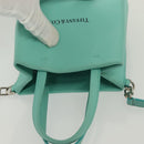 TIFFANY&Co. Mini Hand Bag Leather 2way Turquoise Blue Silver Auth 139063-7