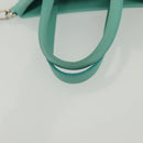 TIFFANY&Co. Mini Hand Bag Leather 2way Turquoise Blue Silver Auth 139063-8