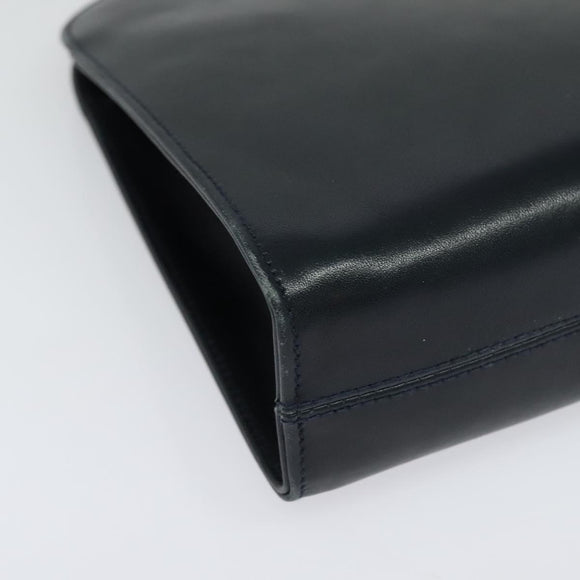 Salvatore Ferragamo Chain Shoulder Bag Leather Black Gold Auth 139064