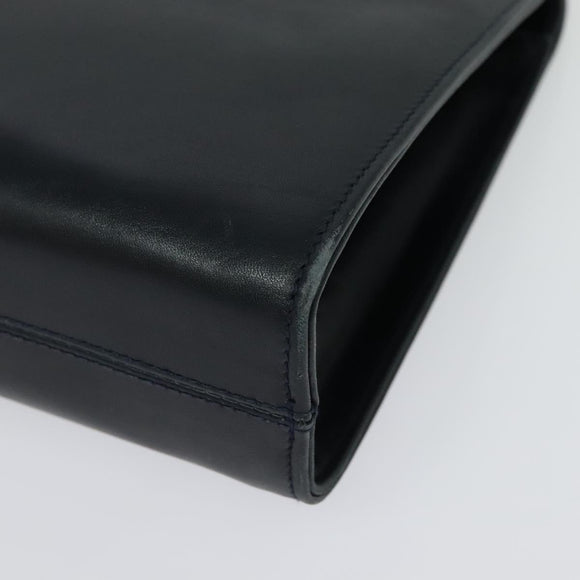 Salvatore Ferragamo Chain Shoulder Bag Leather Black Gold Auth 139064