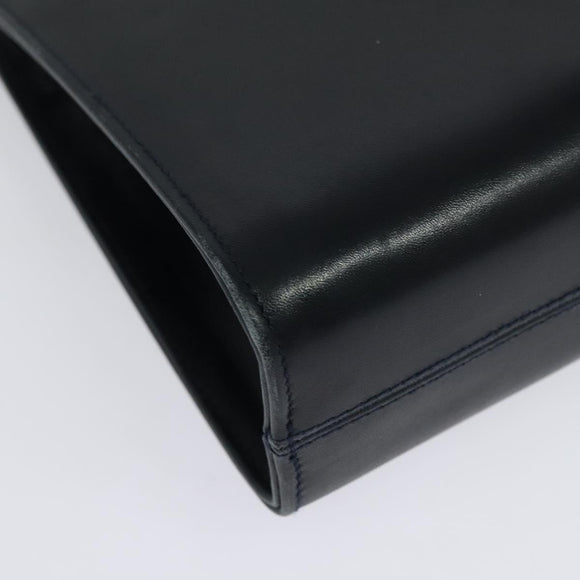 Salvatore Ferragamo Chain Shoulder Bag Leather Black Gold Auth 139064