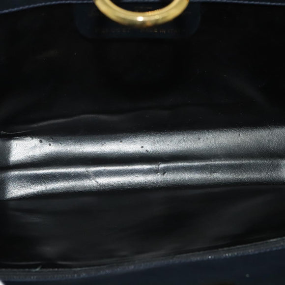 Salvatore Ferragamo Chain Shoulder Bag Leather Black Gold Auth 139064