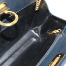 Salvatore Ferragamo Chain Shoulder Bag Leather Black Gold Auth 139064-17