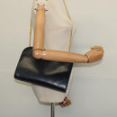 Salvatore Ferragamo Chain Shoulder Bag Leather Black Gold Auth 139064-20