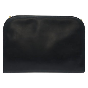 Salvatore Ferragamo Chain Shoulder Bag Leather Black Gold Auth 139064 - 0