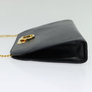 Salvatore Ferragamo Chain Shoulder Bag Leather Black Gold Auth 139064-3